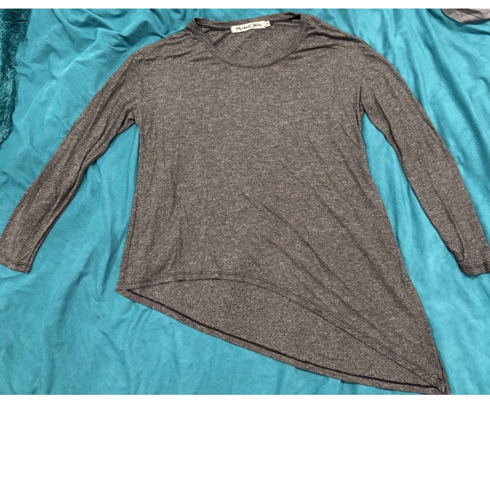 Michael‎ Stars Gray Tunic Top Long Sleeve Asymmetrical Hem OS